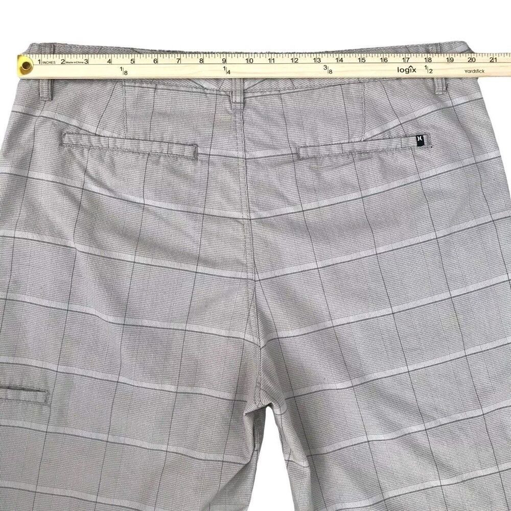 Hurley Golf Chino Plaid Shorts Men's Size 38 Khaki Checkered Flat Front Pockets - Picture 9 of 16